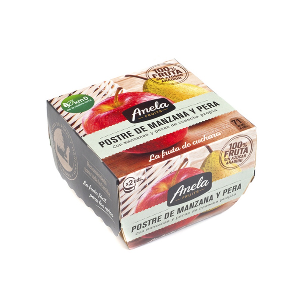 ANELA FRUITS Postre de manzana y pera 2x100gr