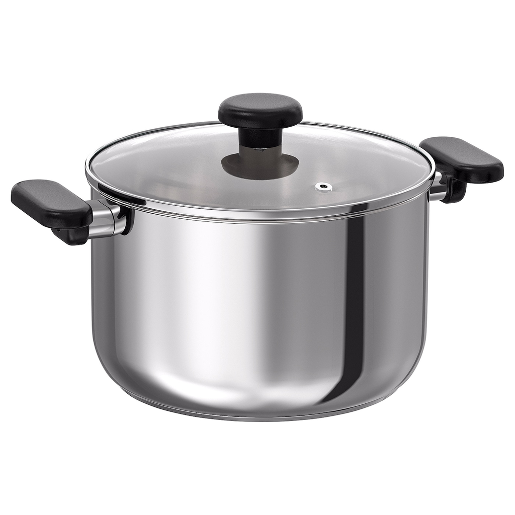IKEA MIDDAGSMAT Olla con tapa vidrio incoloro 5L
