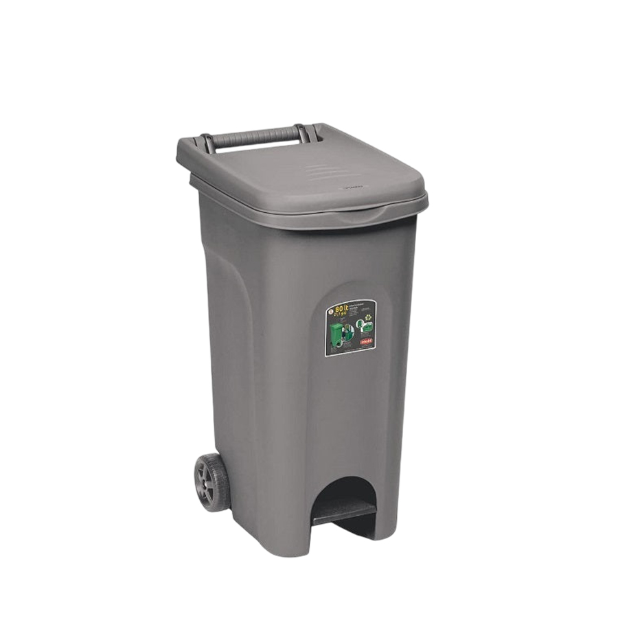 STEFANPLAST Contenedor plástico de basura gris 80L