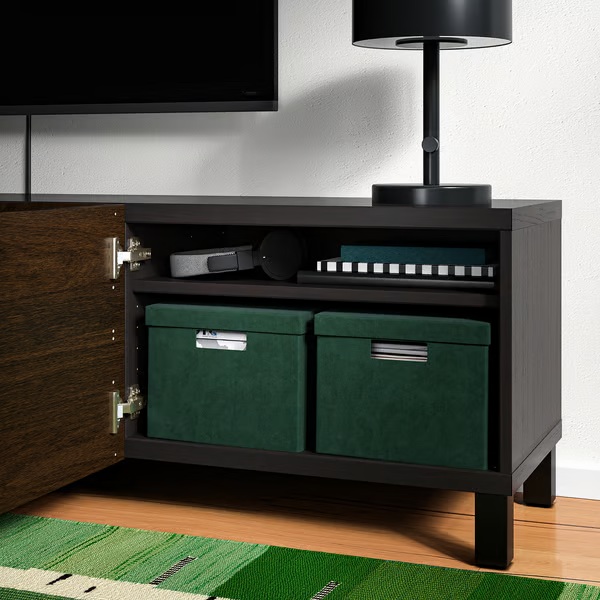 Caja con tapa, terciopelo verde oscuro GJÄTTA