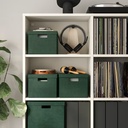 Caja con tapa, terciopelo verde oscuro GJÄTTA