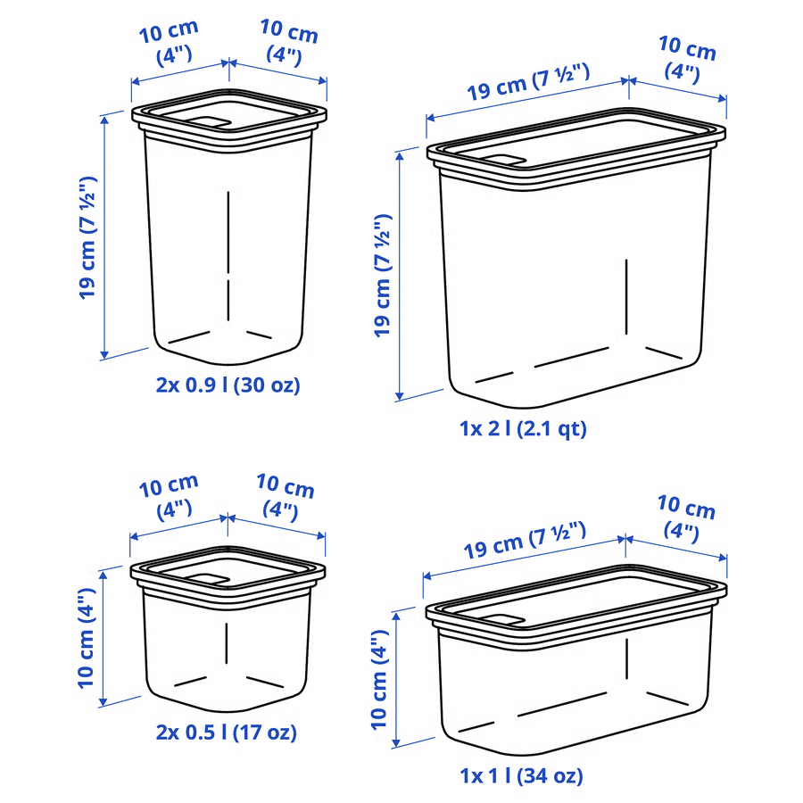 IKEA Bote C/Tapa, juego de 6  KORALLVIPPA