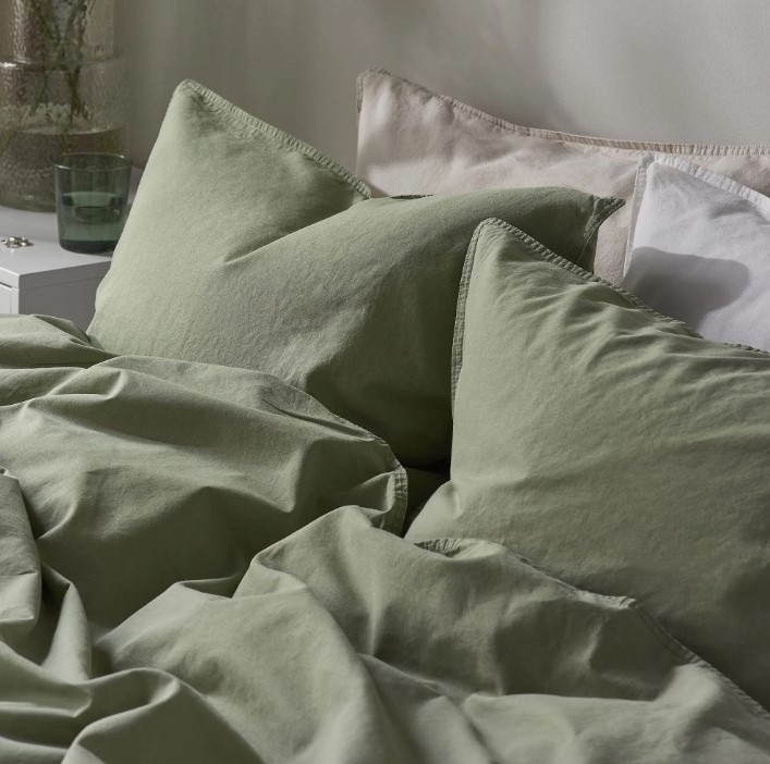IKEA Funda nórdica+2 fundas almohada /Verde gris ÄNGSLILJA
