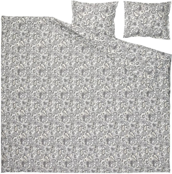 IKEA Funda nórdica+2 fundas almohada Gris/Blanco RODGERSIA
