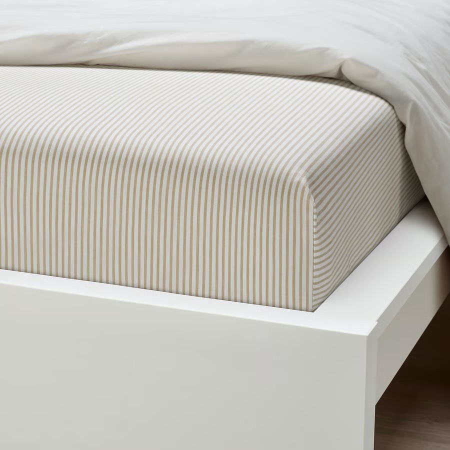 IKEA Sábana Bajera Ajustable Blanco Beige (90x200cm) SOLFIBBLA