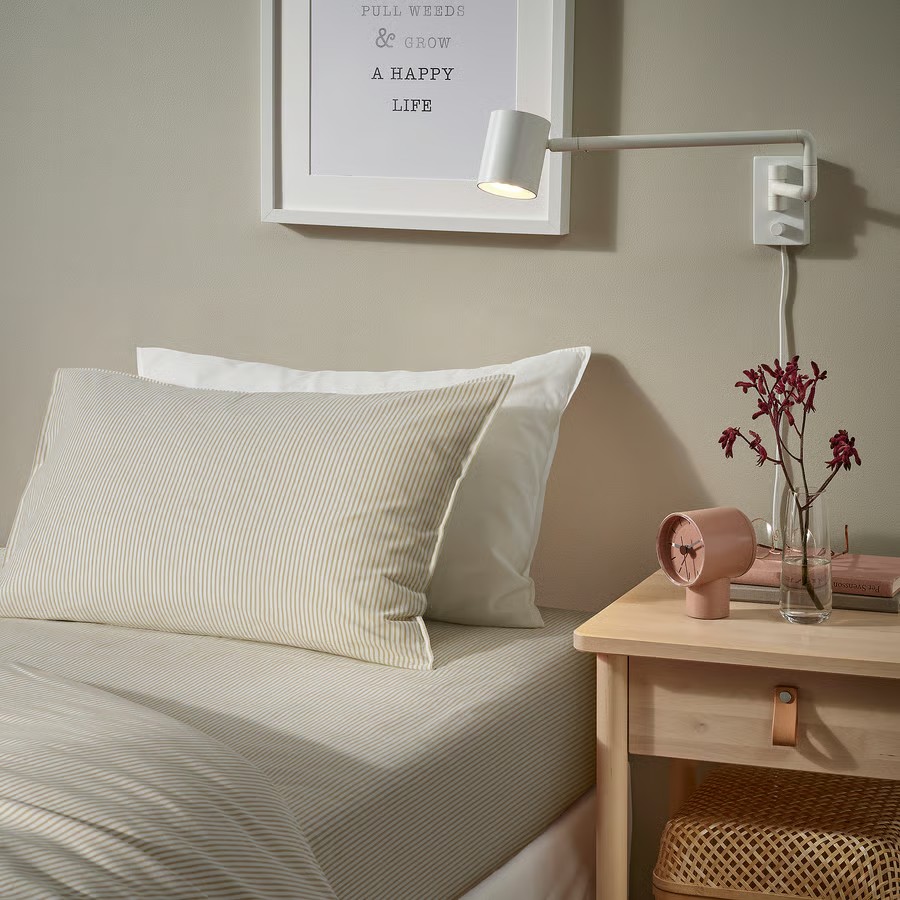 IKEA Sábana Bajera Ajustable Blanco Beige (90x200cm) SOLFIBBLA