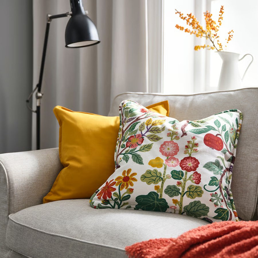 IKEA Funda de cojín, motivo floral (50x50cm) VILDPERSILJA