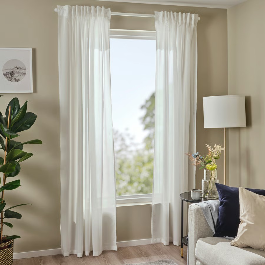 IKEA Cortina Visillo, Blanco C/Cinta de fruncir (145x300cm) ROSENROBINIA