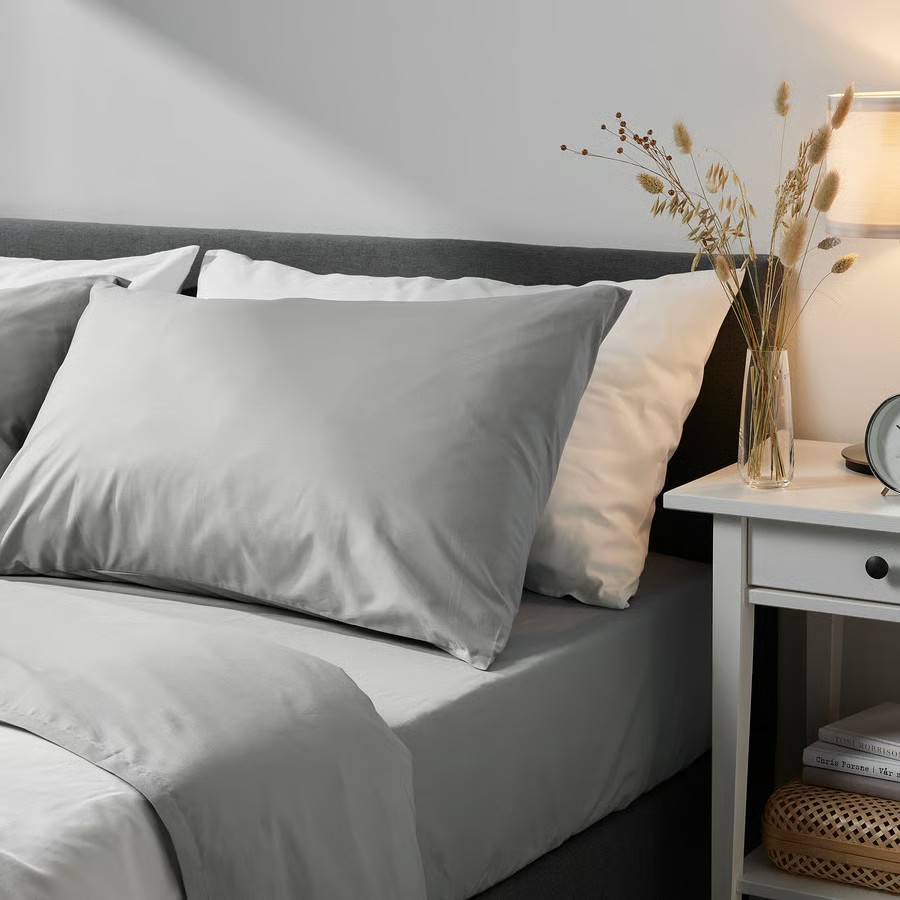 IKEA Funda P/Almohada, Gris claro /2ud (40x90cm) DVALA