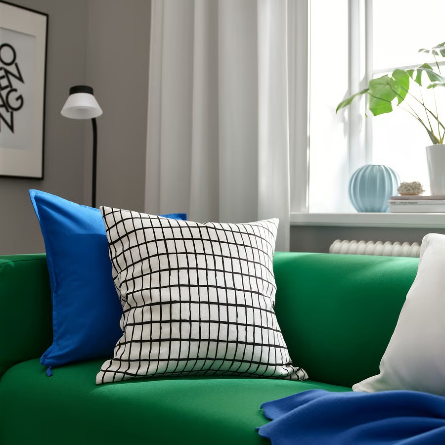 IKEA Funda de cojín, Blanca/negra (50x50cm) MÄSTERROT