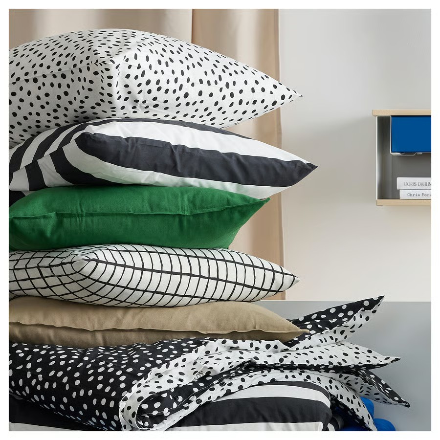 IKEA Funda de cojín, Blanca/negra (50x50cm) MÄSTERROT