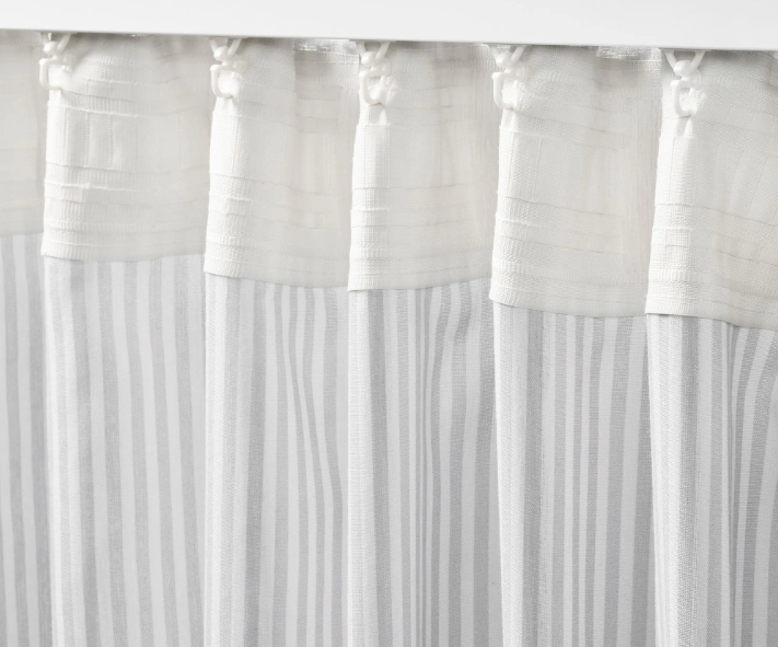 IKEA Cortina de fondo rayas Blancas/Gris claro/Translúcido (120x300cm) BYMOTT