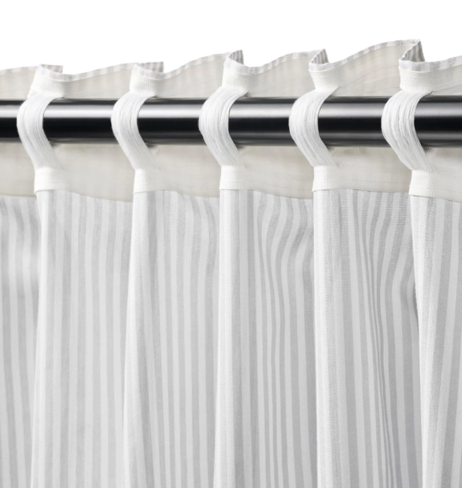 IKEA Cortina de fondo rayas Blancas/Gris claro/Translúcido (120x300cm) BYMOTT