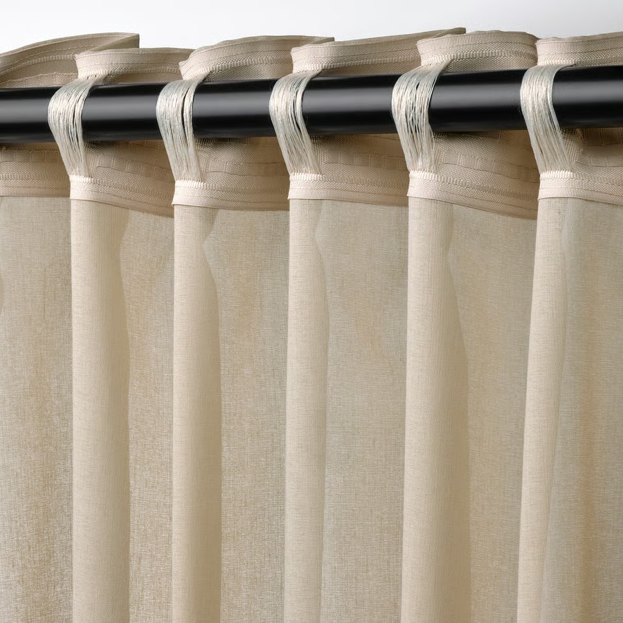 IKEA Visillo Beige C/Cinta de fruncir (145x300cm) ROSENROBINIA