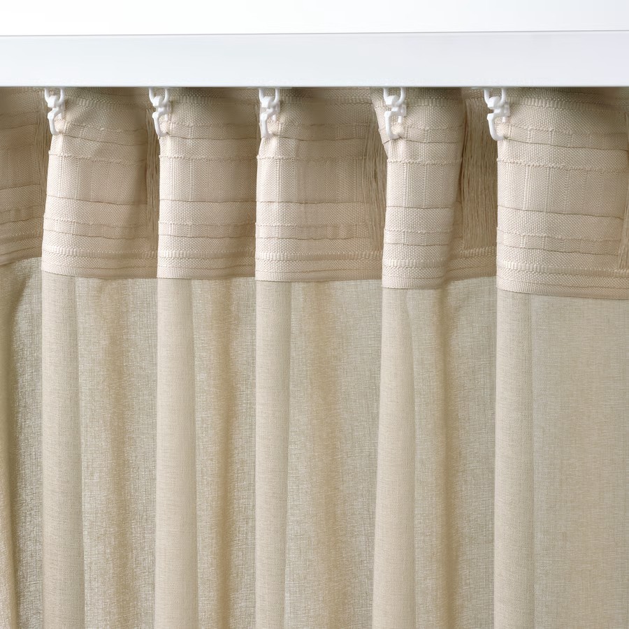 IKEA Visillo Beige C/Cinta de fruncir (145x300cm) ROSENROBINIA