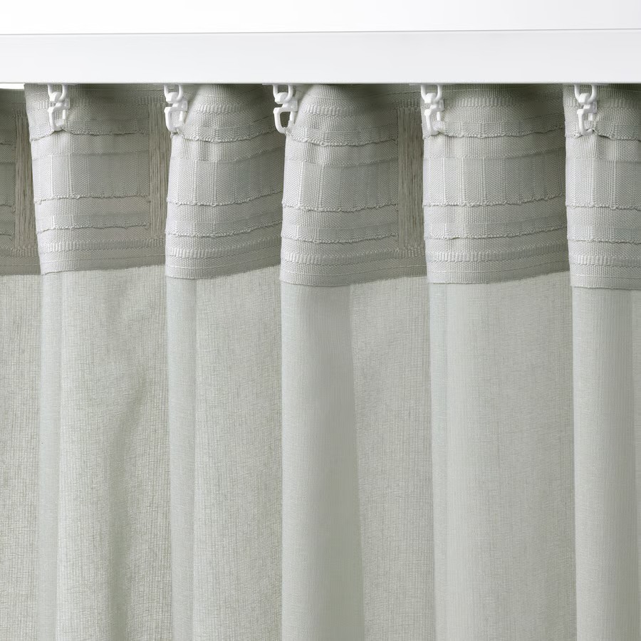 IKEA Visillo Gris claro C/Cinta de fruncir (145x300cm) ROSENROBINIA