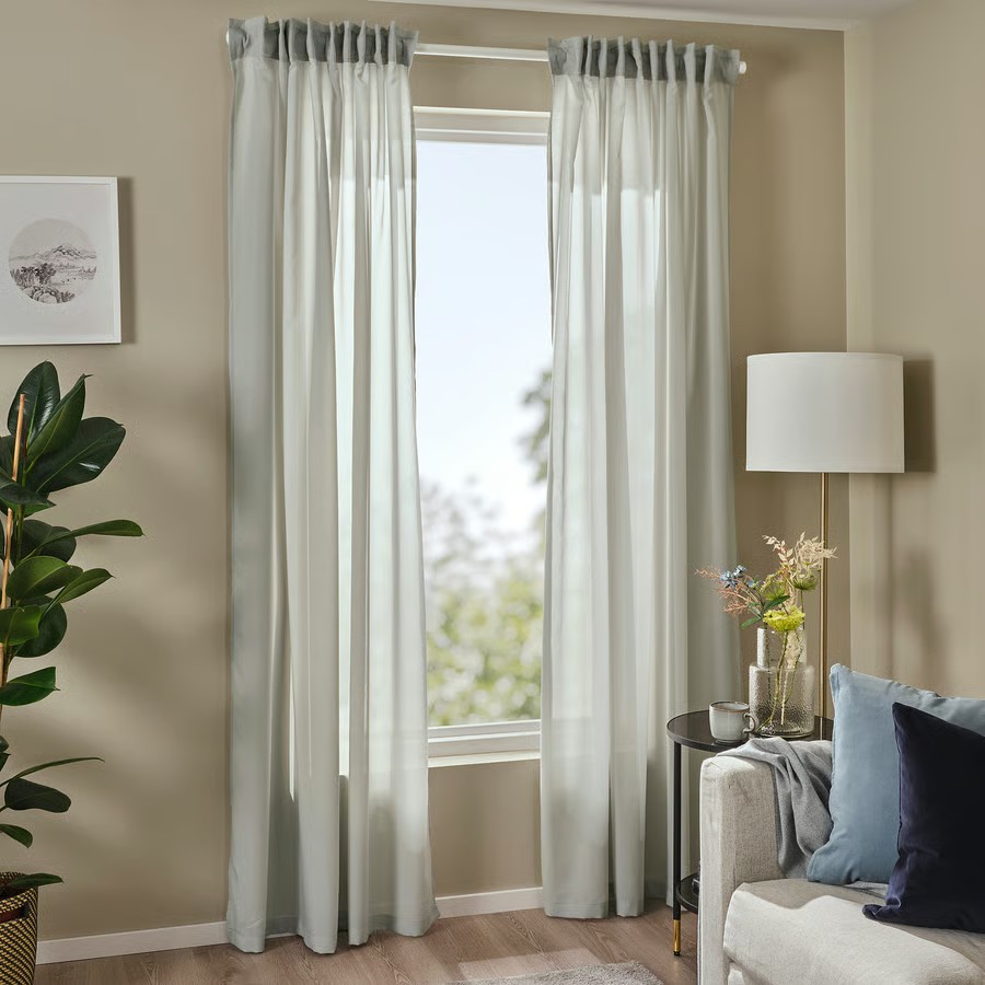 IKEA Visillo Gris claro C/Cinta de fruncir (145x300cm) ROSENROBINIA
