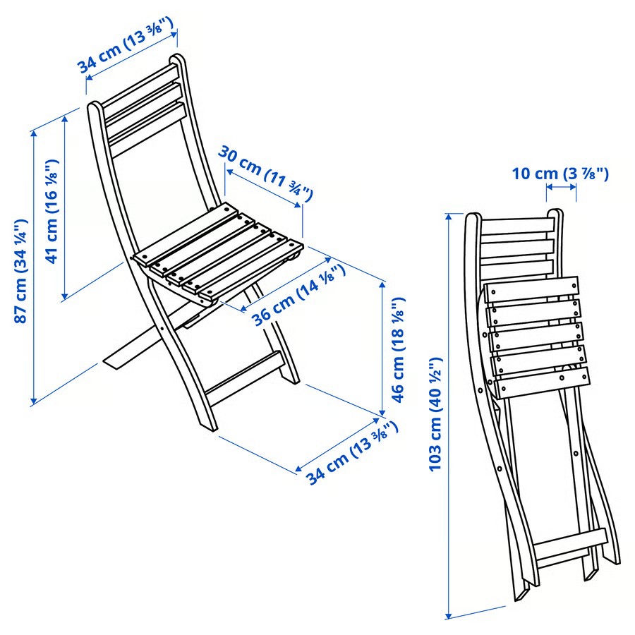 IKEA Silla jardín plegable, Marrón oscuro ASKHOLMEN
