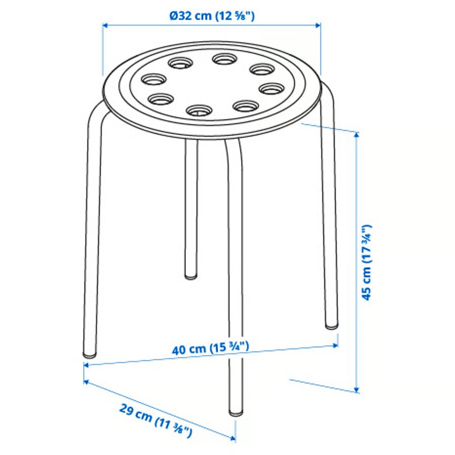 IKEA Taburete, Blanco (45cm) MARIUS