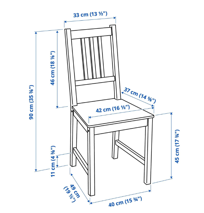 IKEA Silla de madera, Blanco Stefan