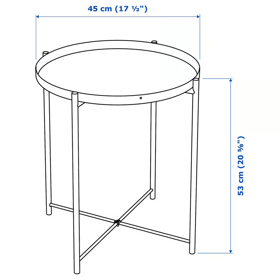 IKEA Mesa auxiliar, Negra (45x53cm) GLADOM
