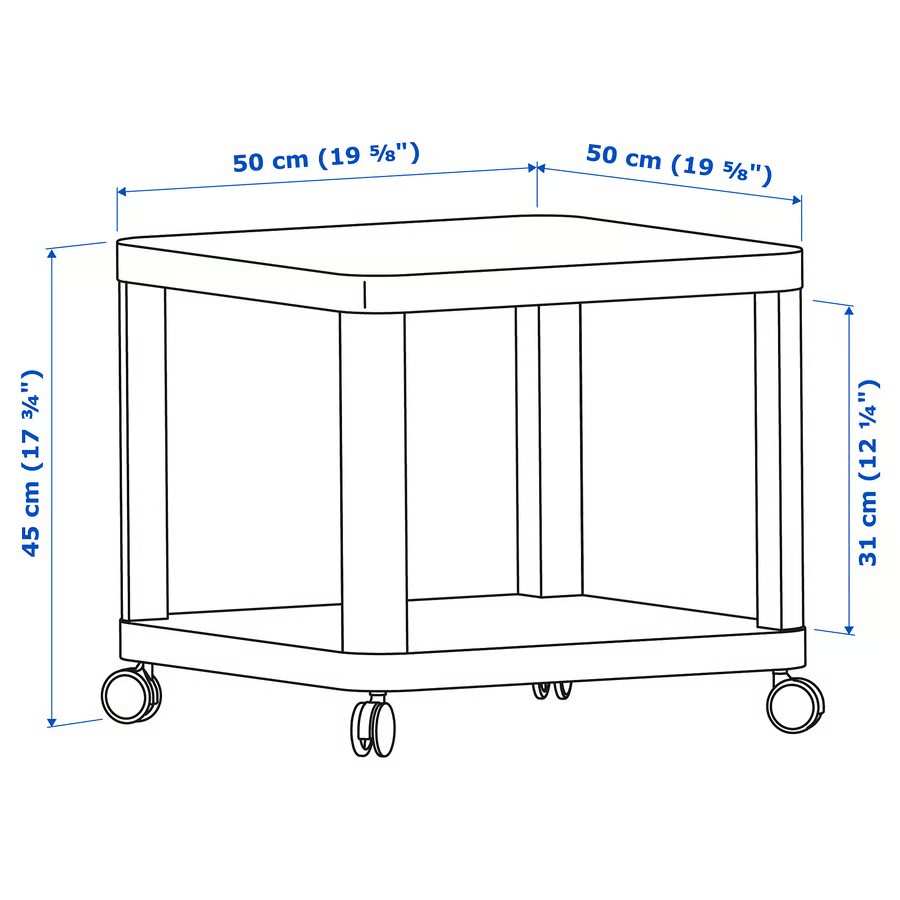 IKEA Mesa Auxiliar C/Ruedas Gris (50x50cm) TINGBY