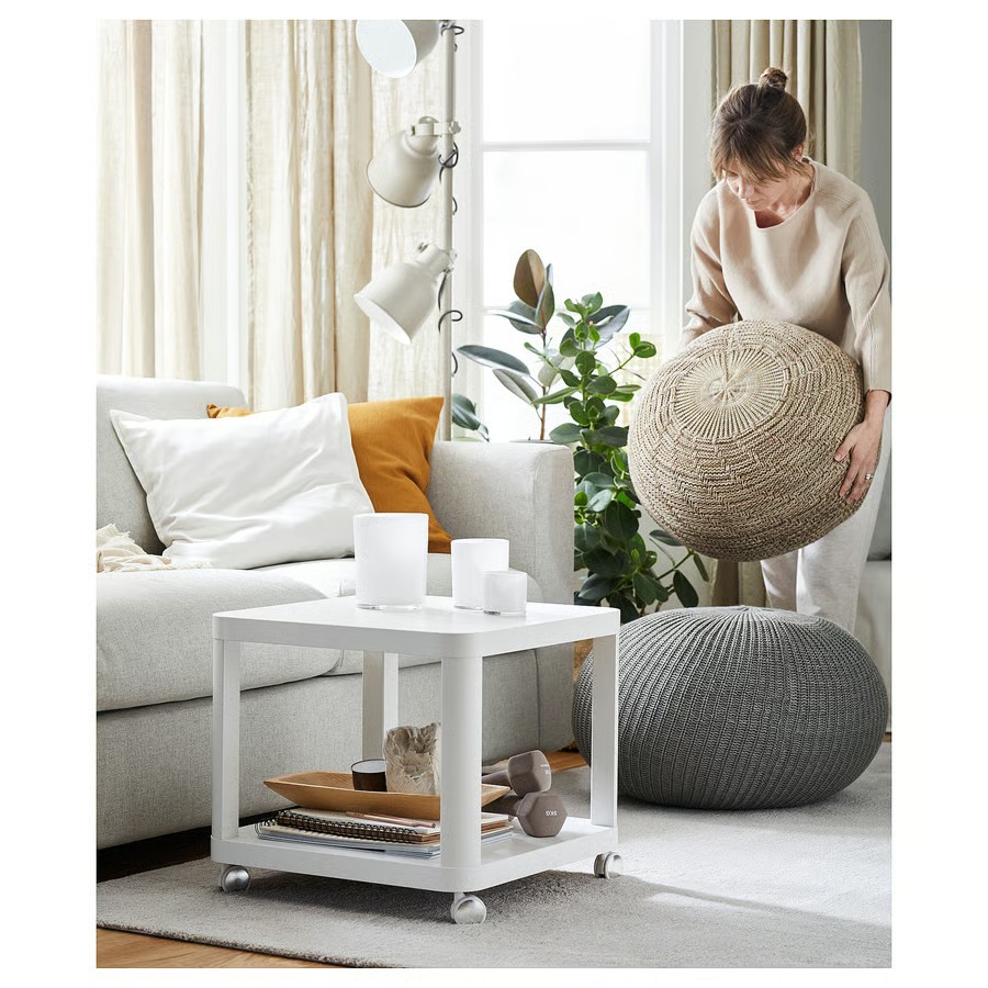 IKEA Mesa Auxiliar C/Ruedas Blanco (50x50cm) TINGBY