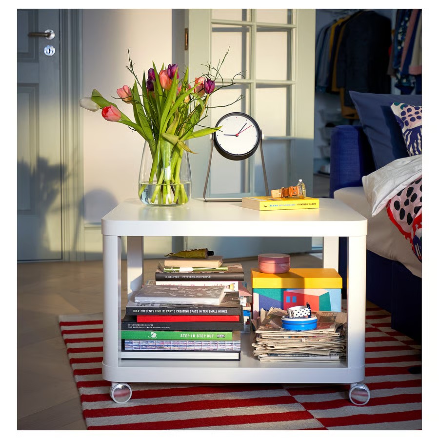 IKEA Mesa Auxiliar C/Ruedas Blanco (50x50cm) TINGBY