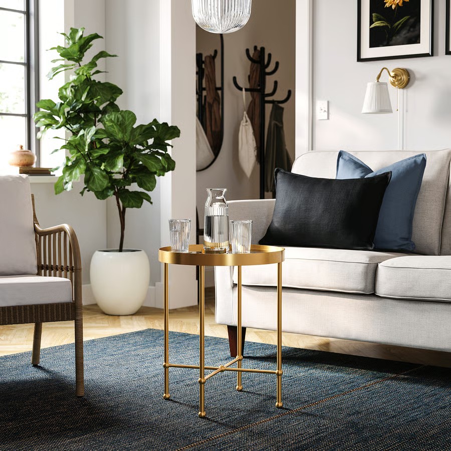 IKEA Mesa Auxiliar efecto Oro/Cristal (45cm) TORSJÖ
