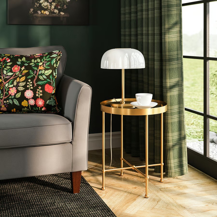 IKEA Mesa Auxiliar efecto Oro/Cristal (45cm) TORSJÖ
