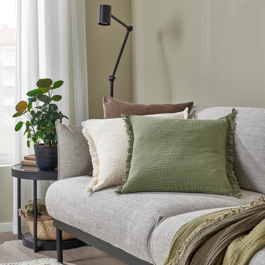 IKEA Funda de Cojín Verde Grisáceo (50x50cm) VALLKRASSING