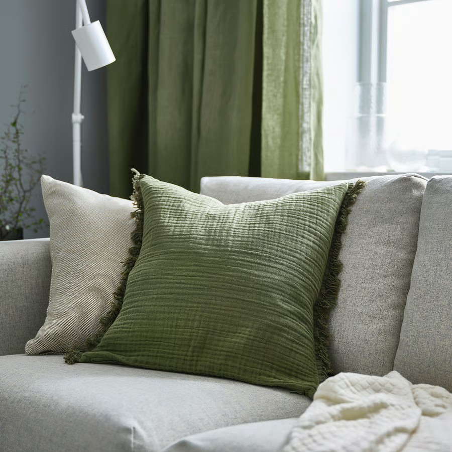 IKEA Funda de Cojín Verde Grisáceo (50x50cm) VALLKRASSING