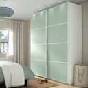 IKEA Armario C/Puertas Correderas Blanco/Verde Claro (200x66x236 cm) PAX / MEHAMN