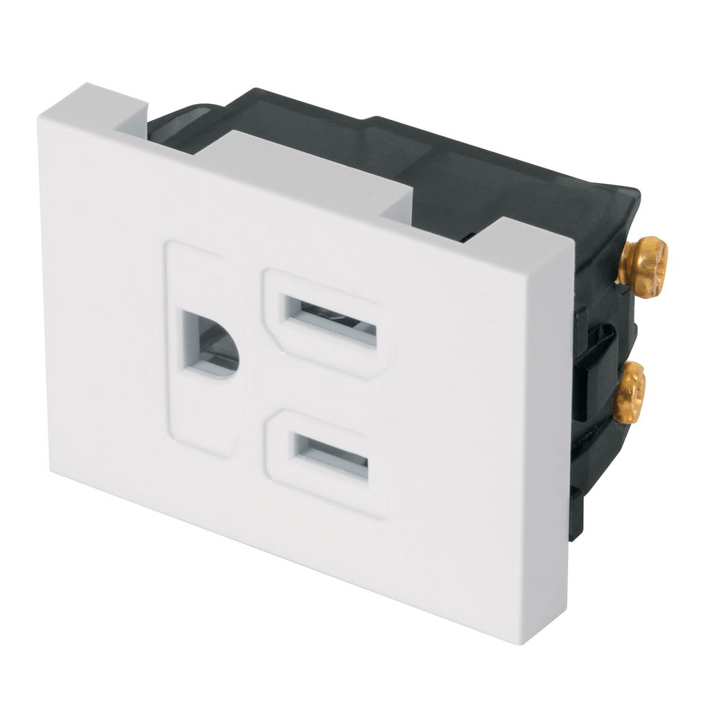Contactos sencillos 2 polos + tierra, 1.5 módulos, Línea Española