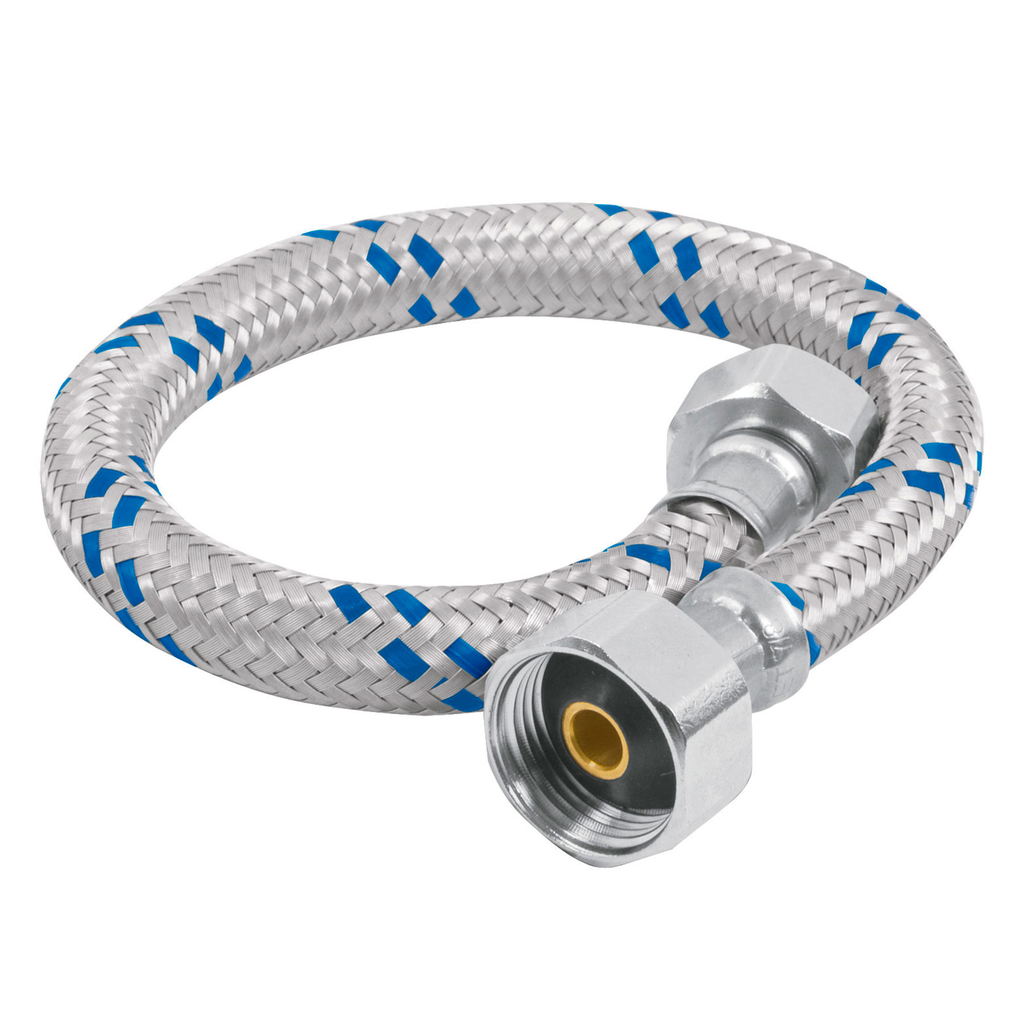 Mangueras flexibles para W.C., trenzado aluminio, 1/2" x 7/8"