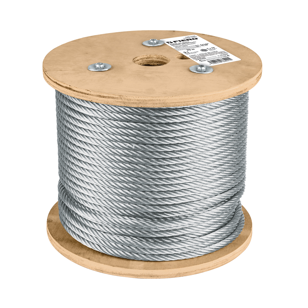 Metro de cable de acero, 7 X 19 hilos, carrete de madera 75 m