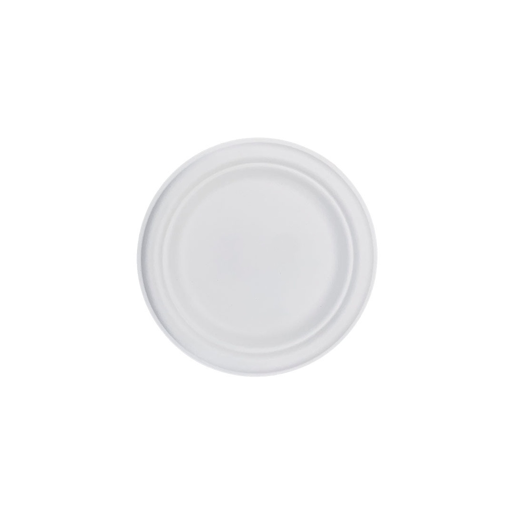 Plato Biodegradable en Pulpa de Caña Redondo 18cm (125ud x 8paq)