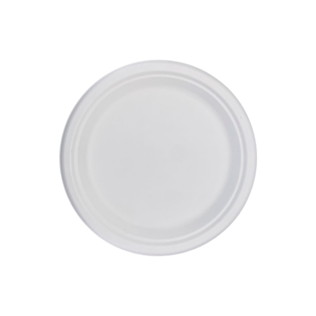Plato Biodegradable en Pulpa de Caña Redondo 23cm (125ud x 4paq)