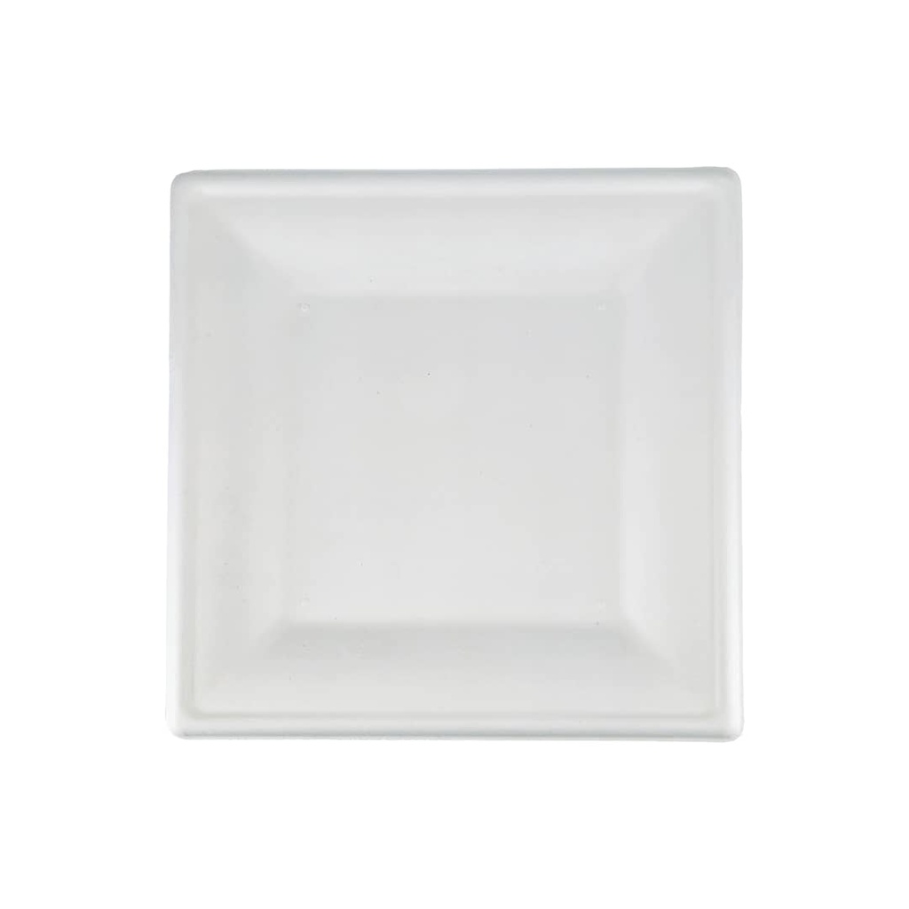 Plato Biodegradable en Pulpa de Caña Cuadrado 20cm (50u)