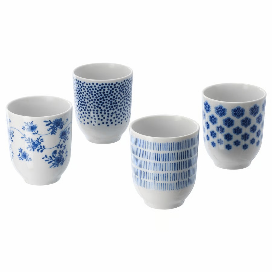 IKEA Vaso C/Motivos Azul (22cl)/4ud ENTUSIASM