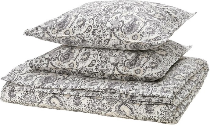 IKEA Funda nórdica con dos fundas de almohada gris y blanco