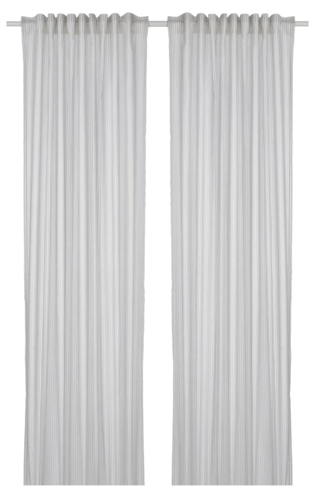 IKEA Cortina de Fondo Rayas Blancas/Gris Claro/Translúcido (120x300cm)/2ud BYMOTT