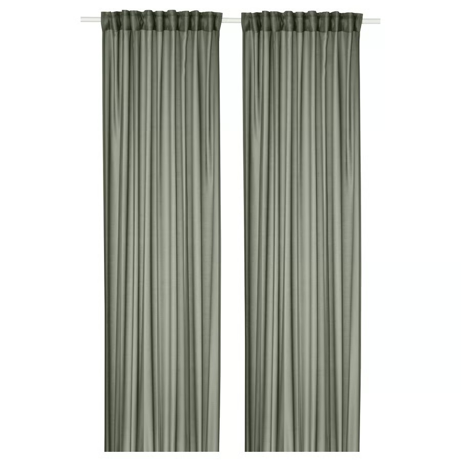 IKEA Visillo Verde C/Cinta de Fruncir (145x300cm)/2ud STENFRÖ