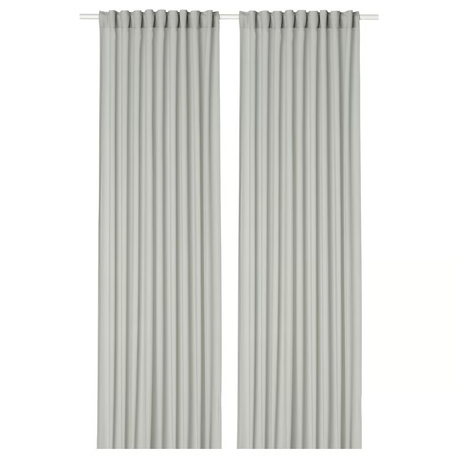 IKEA Visillo Gris Claro C/Cinta de Fruncir (145x300cm)/2ud ROSENROBINIA