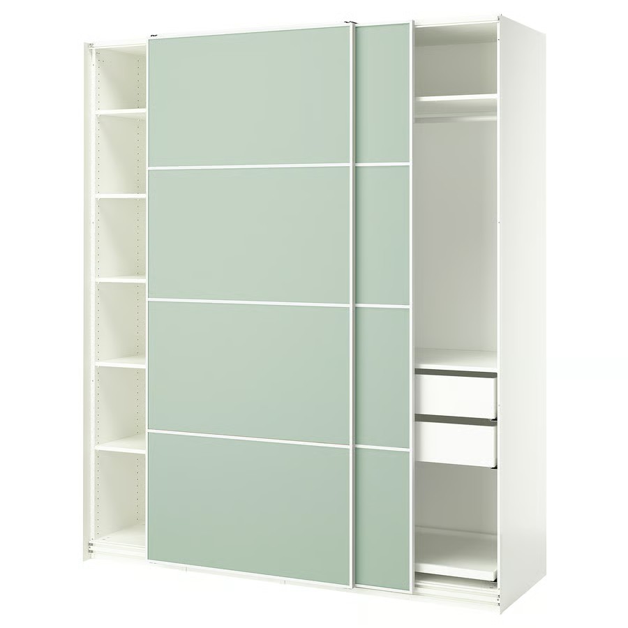 IKEA Armario C/Puertas Correderas Blanco/Verde Claro (200x66x236 cm) PAX / MEHAMN