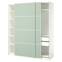 IKEA Armario C/Puertas Correderas Blanco/Verde Claro (200x66x236 cm) PAX / MEHAMN